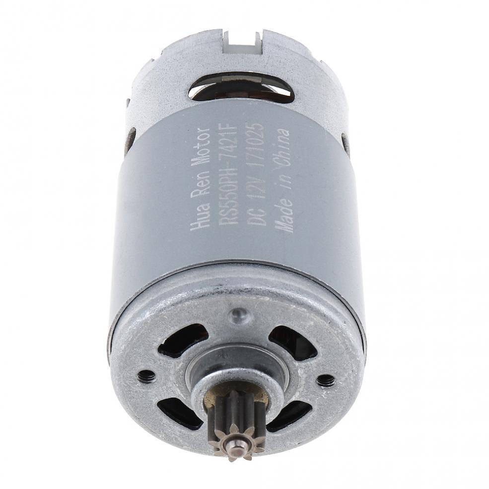 RS550 12V 19500 RPM DC Motor with Single Speed 9 Teeth and High Torque