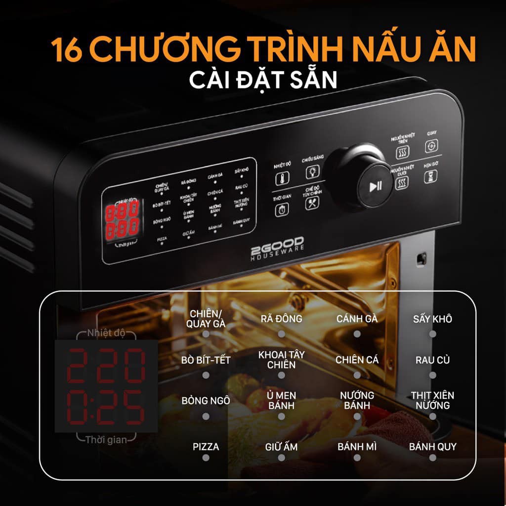 NỒI CHIÊN KHÔNG DẦU 2 GOOD S20 Tặng Xịt Dầu, Đũa Mạ Vàng Korea