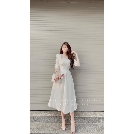 Đầm dự tiệc đỏ trắng đen tay phòng bigsize 50 kg đến 90kg [Đầm bigsize nữ][Đầm cổ vuông dán dài bigsize]( Đầm tết ) | BigBuy360 - bigbuy360.vn