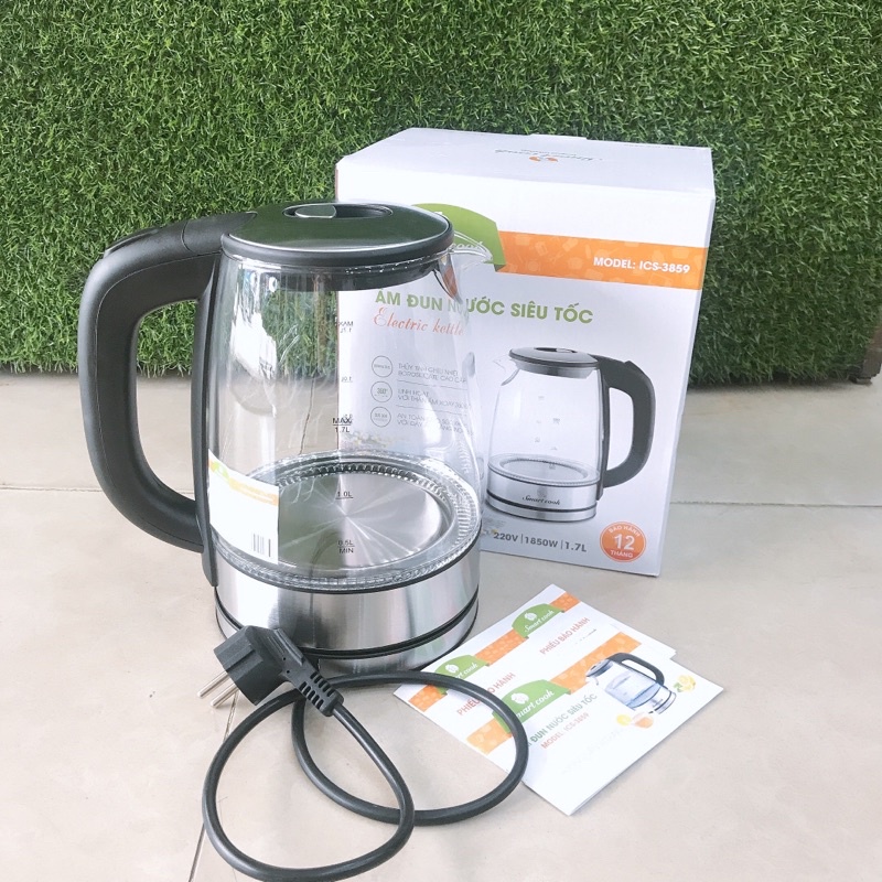 Bình đun siêu tốc bằng thủy tinh Smartcook 1,7 lít ISC-3859