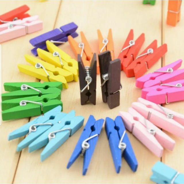 50 cái kẹp ảnh màu, kẹp gỗ màu