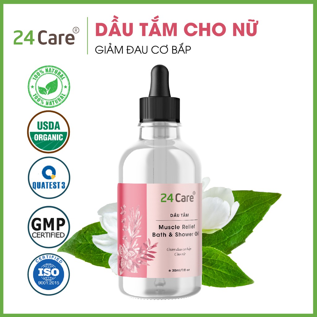 Dầu tắm tinh dầu 24Care phục hồi cơ, tốt cho da - NAM NỮ (30ml) | BigBuy360 - bigbuy360.vn