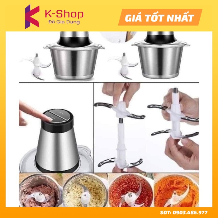 Máy Xay Thịt, Thực Phẩm, Rau Củ Quả Đa Năng Cooking. Cối Inox 304, 4 Lưỡi Cắt, Công Suất 250W