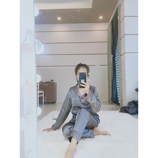 Bộ ngủ pijama phi lụa - tay dài quần dài