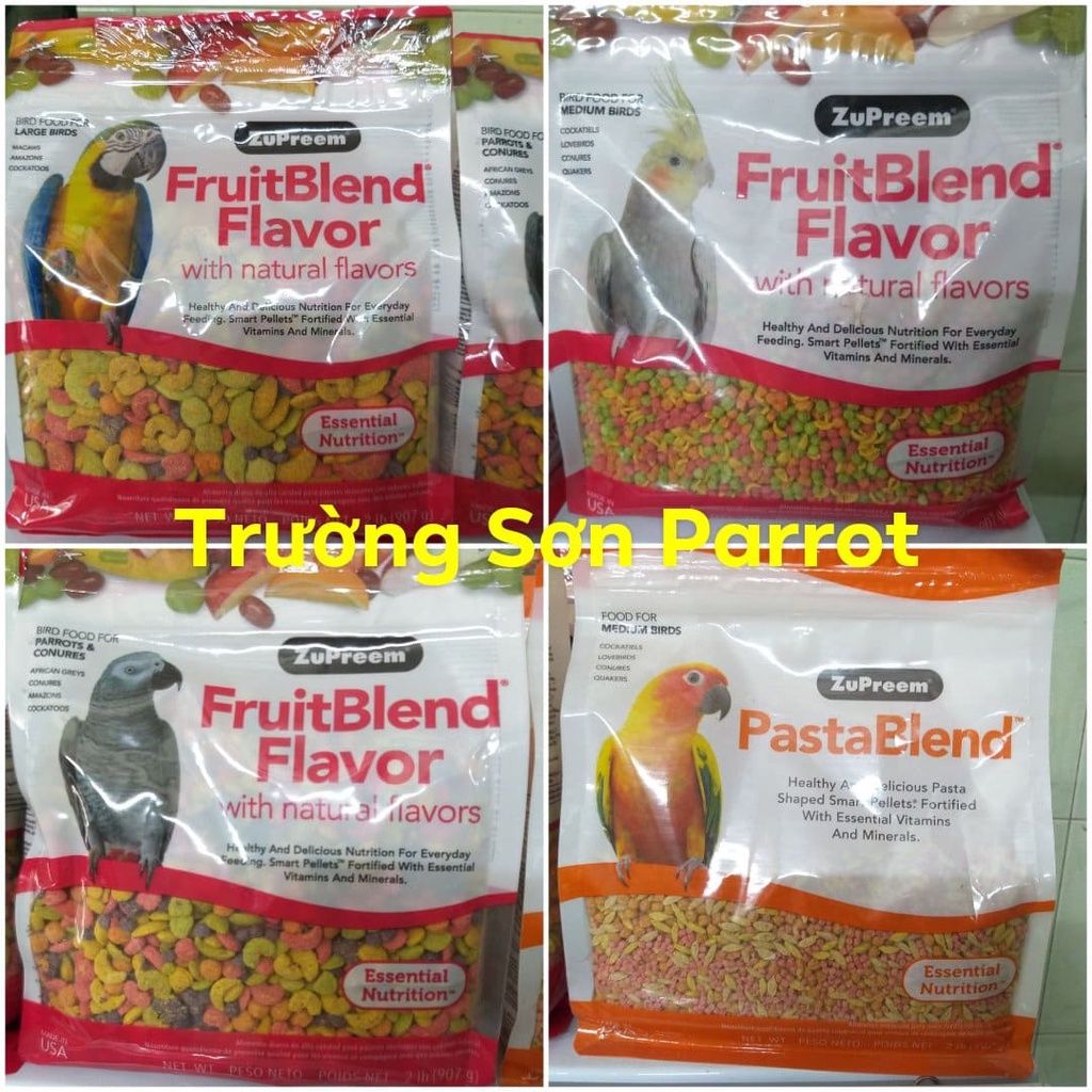 ZuPreem FruitBlend gói 907g các loại - HẠT TRÁI CÂY DINH DƯỠNG CHO VẸT