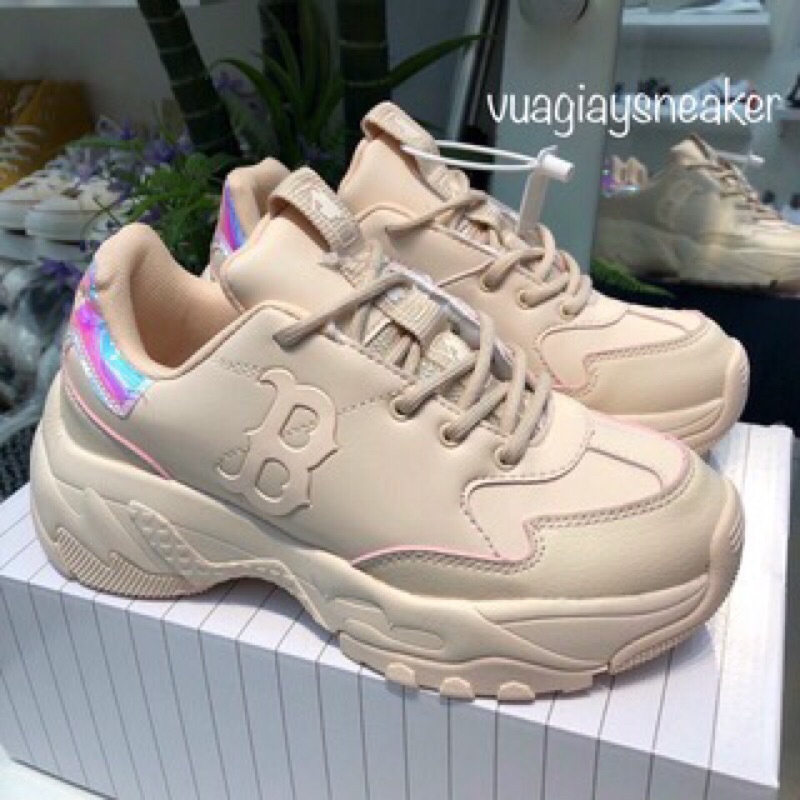 Giày thể thao sneaker nữ ML B cao cấp, chữ nỗi 3D BOSTON gót bạc chất liệu da xịn