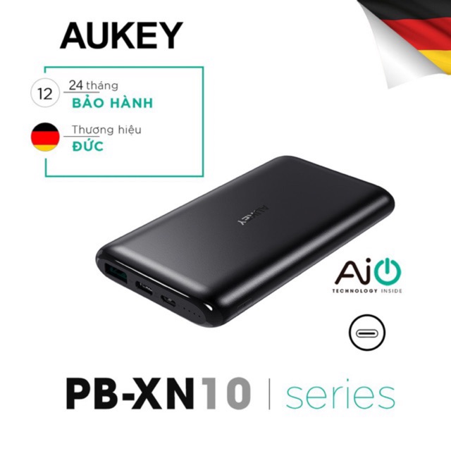 [Mã 159ELSALE hoàn 7% đơn 300K] PIN DỰ PHÒNG AUKEY PB-XN10 Siêu Mỏng 10.000mah