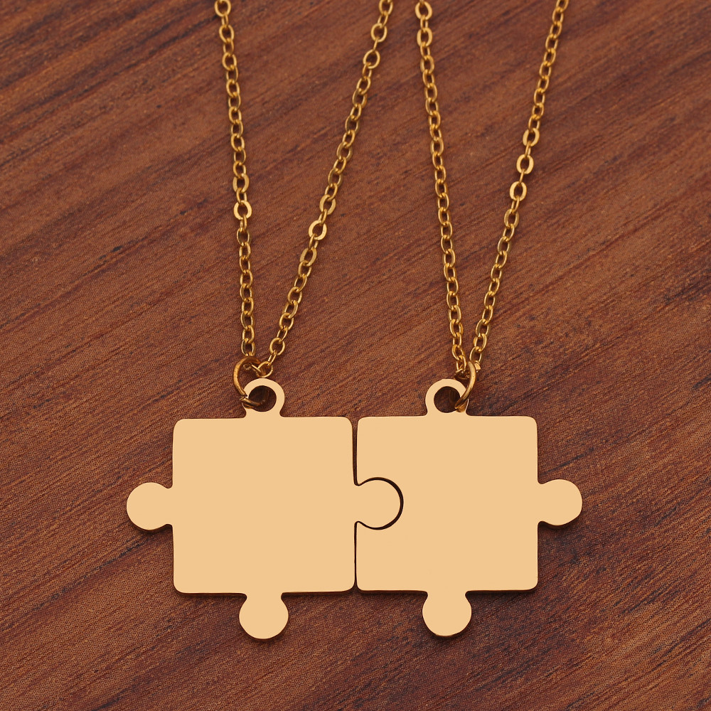 Set 2 Dây Chuyền Mảnh Ghép Hình Miếng Ghép Cho Cặp Đôi