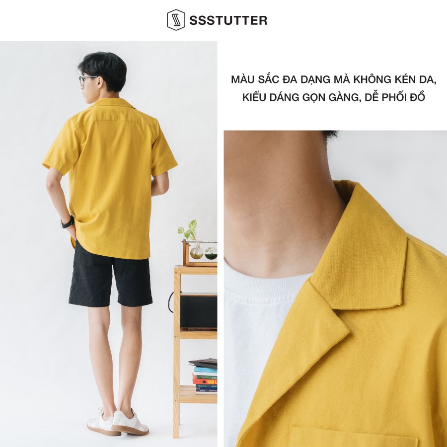 Áo sơ mi Nam ngắn tay có 2 túi ngực SSSTUTTER chi tiết khuy sừng cổ điển gọn gàng 2 màu Cub shirt | BigBuy360 - bigbuy360.vn