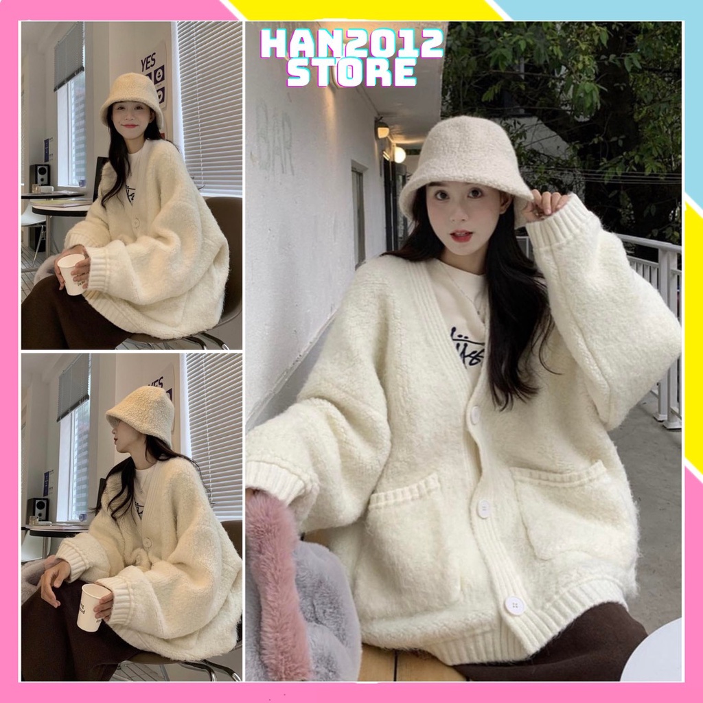 ÁO KHOÁC CARDIGAN FORM OVERSIZE TRƠN LÔNG MỊN CHẤT LEN DỆT KIM THỜI TRANG Hàn Quốc TRENDY