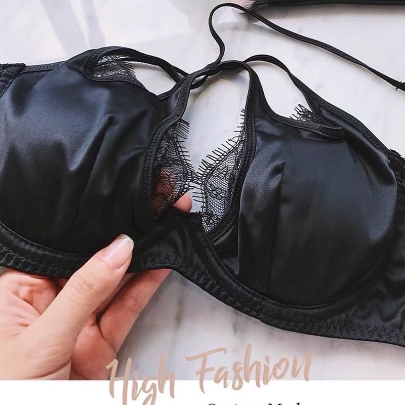 Nội Y Nữ Với Áo Bra Dáng Yếm Kèm Chip Dây Gợi Cảm - Set Đồ Lót Có Gọng Nâng Quyến Rũ