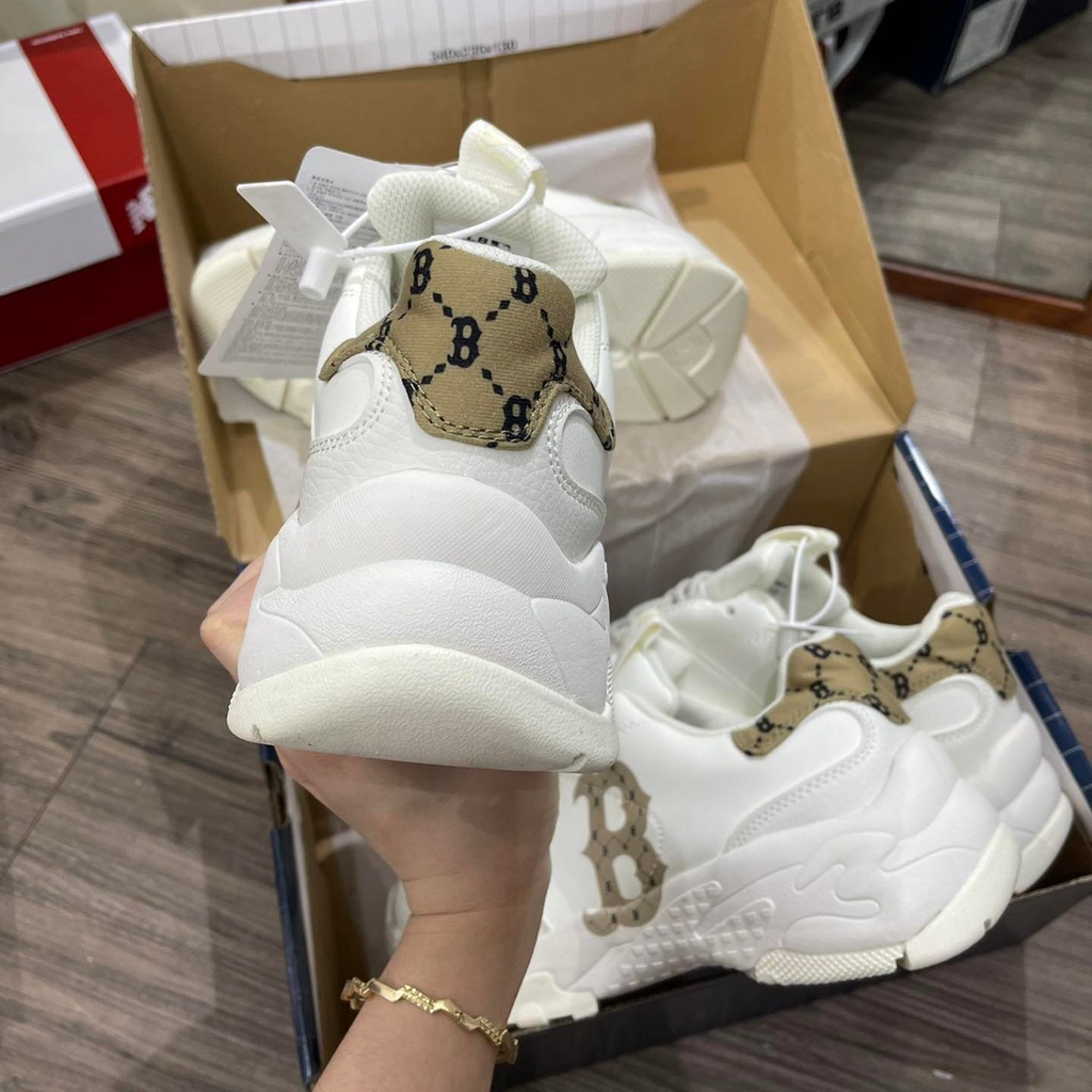 Siêu phẩm giày thể thao sneaker MLB độn đế holo chữ b nâu, ny đen  mới nam nữ ảnh thật tự chụp +freeship