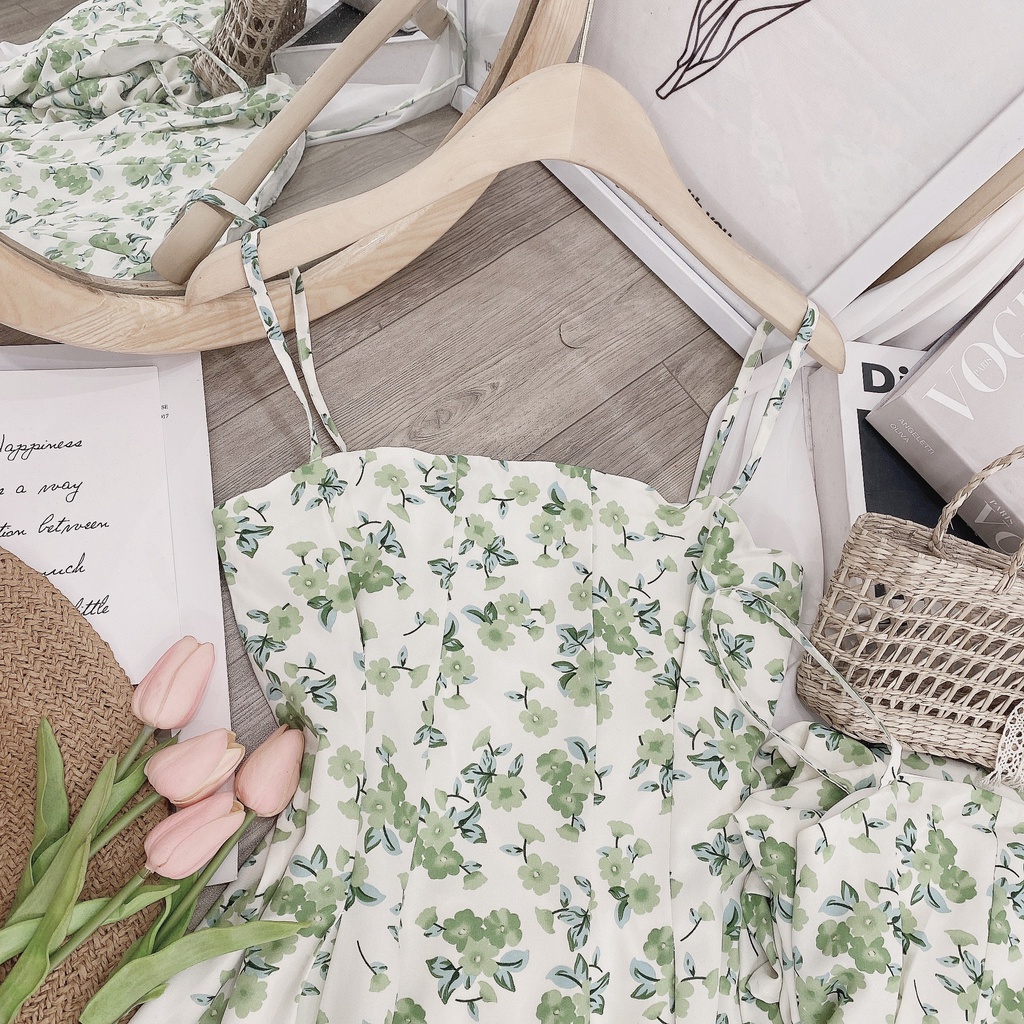 Váy 2 Dây Hoa Nhí Chiết Ly Ngực MUỐI