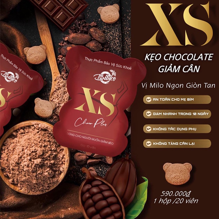 Kẹo Socola Giảm Cân Xs Choco Plus, Chocolate Bibico Con Gấu Giảm Mỡ Hiệu Quả Cấp Tốc Chính Hãng Hộp 20 Viên