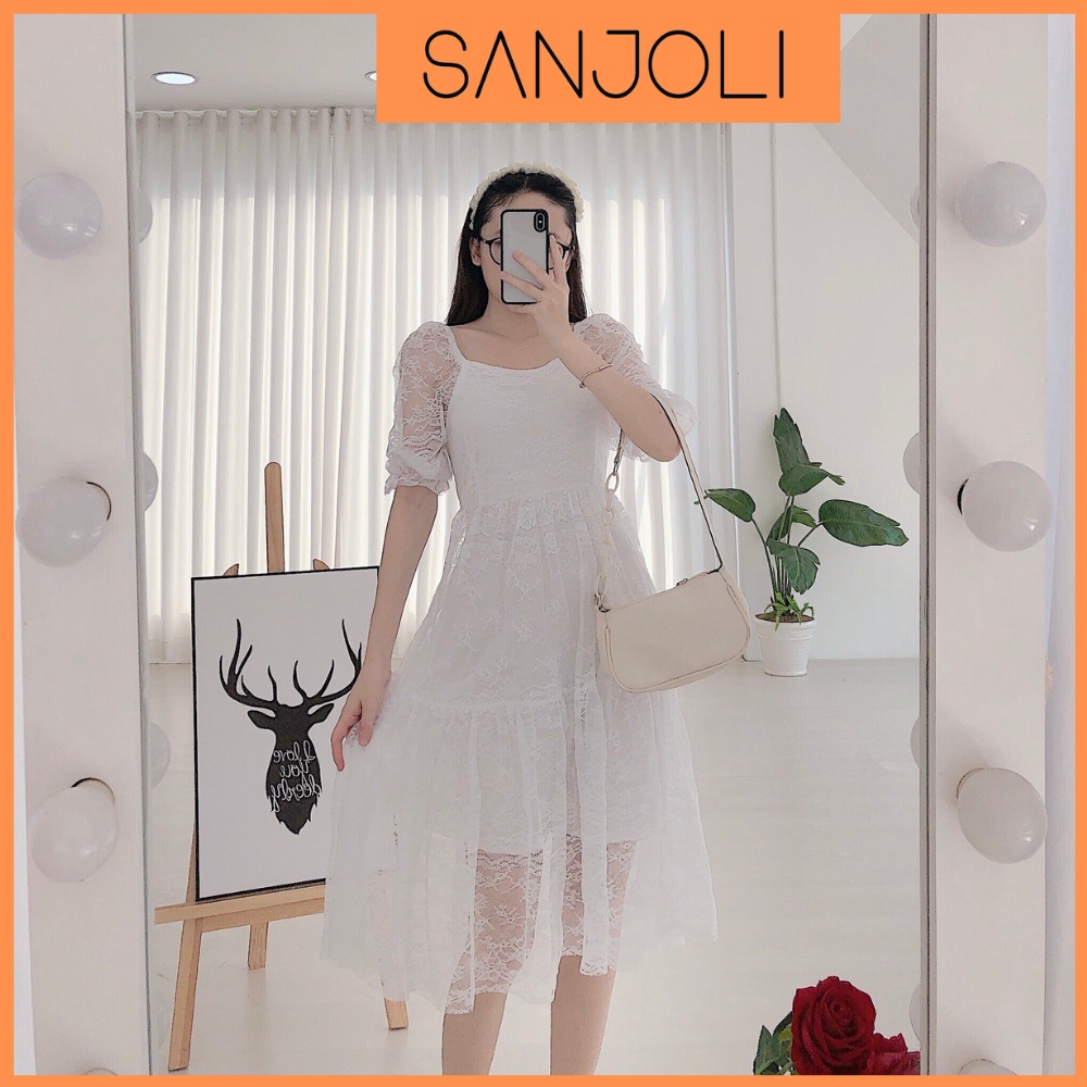 Đầm Trắng Dự Tiệc Cưới SANJOLI Váy Babydoll Đi Tiệc Sang Trọng thiết kế xòe cao cấp công chúa xinh VD015 | BigBuy360 - bigbuy360.vn