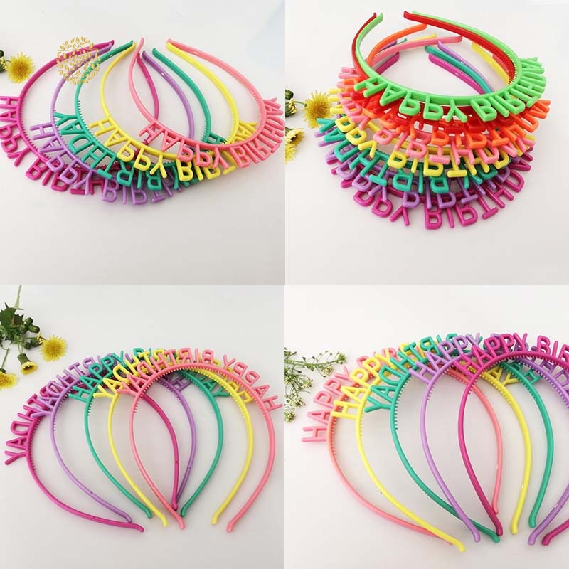 Kẹp Tóc Nhựa Họa Tiết Chữ Happy Birthday Màu Sắc Ngọt Ngào Dành Cho Nữ