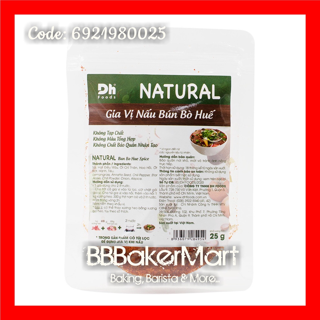Gia vị nấu Bún Bò Huế NATURAL DH Foods - 1 Gói 25gr