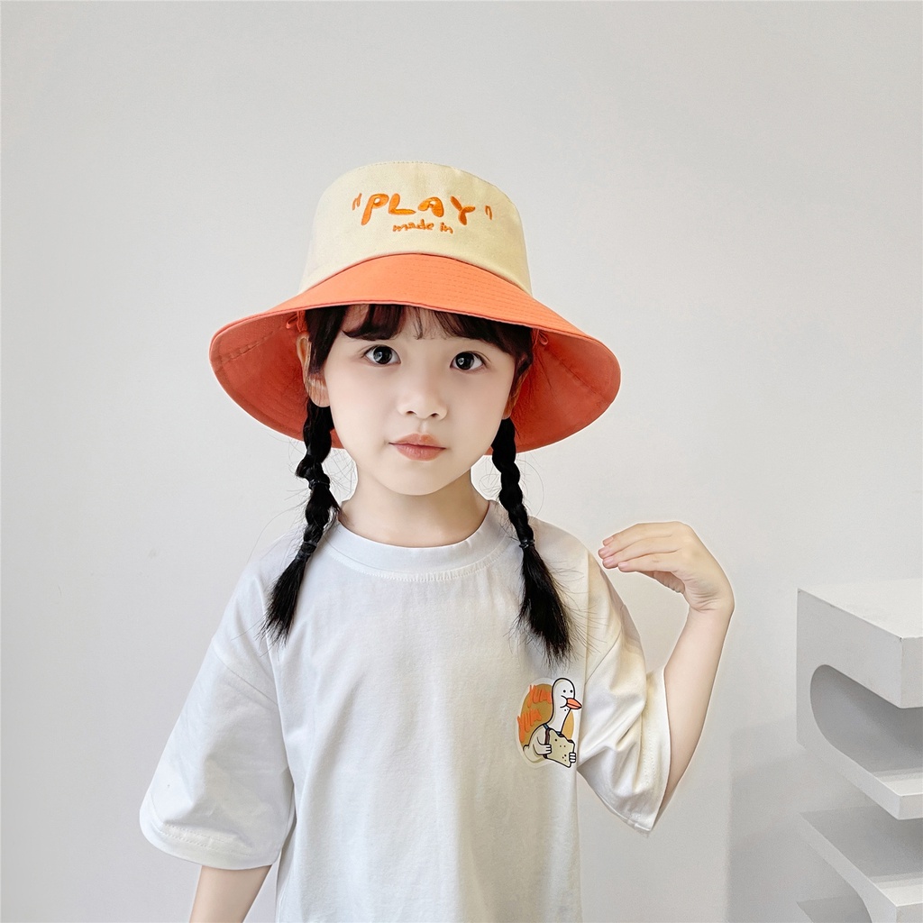 Nón Bucket In Chữ Màu Sắc Tương Phản Phong Cách Hàn Quốc Thời Trang Xuân Hè 2022 Dành Cho Bé Trai Và Bé Gái