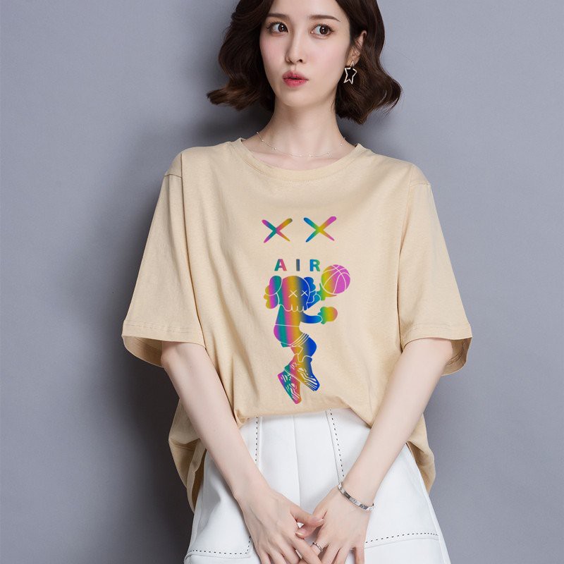 Áo Thun Unisex Basic Tee Phông Hình Phản Quang Kaws AIR Nam Nữ Tay Lỡ Oversize Form Rộng 13 Màu