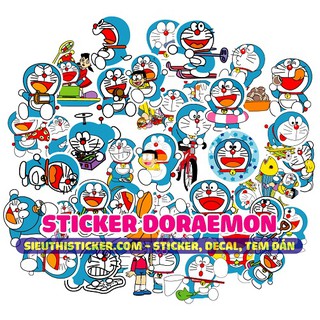 Bộ sticker chủ đề Doraemon Chú mèo máy dễ thương dán laptop, trang trí nón bảo hiểm, xe đạp, tủ lạnh