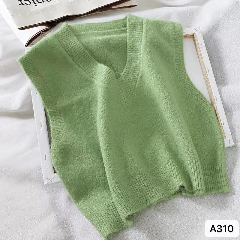 Áo Dệt Kim Nữ Sát Nách Cổ Chữ V Màu Trơn Thời Trang