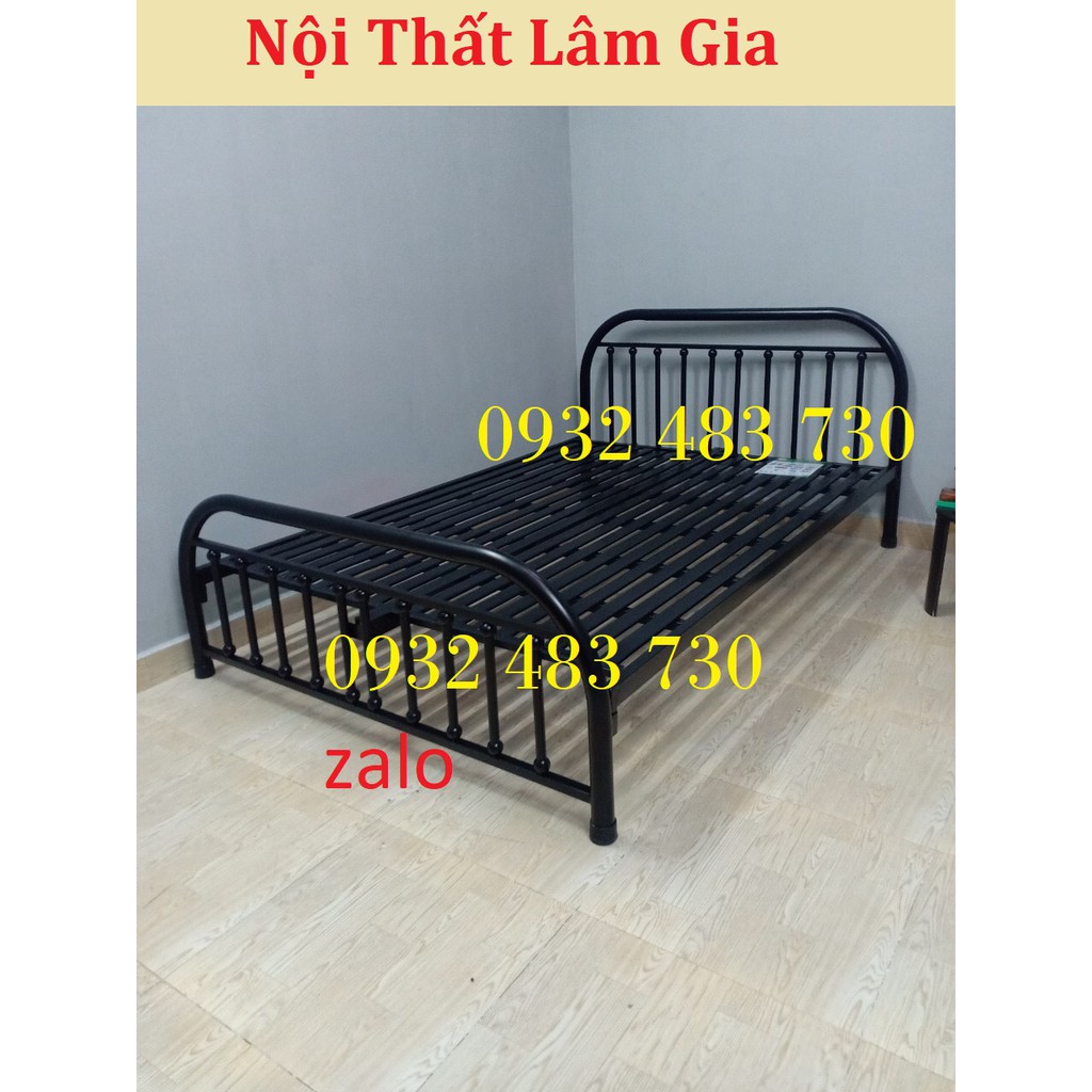 Giường sắt đơn giản mẫu bi đen giá rẻ siêu đẹp chống ngập nước tốt_Freeship