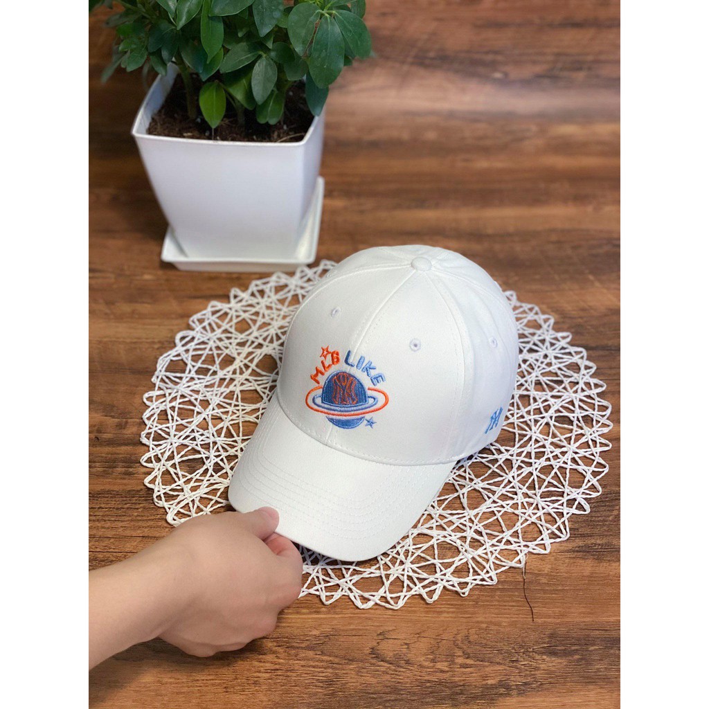 Nón kết Mũ lưỡi trai MLB Like trắng xuất khẩu full hộp, full size