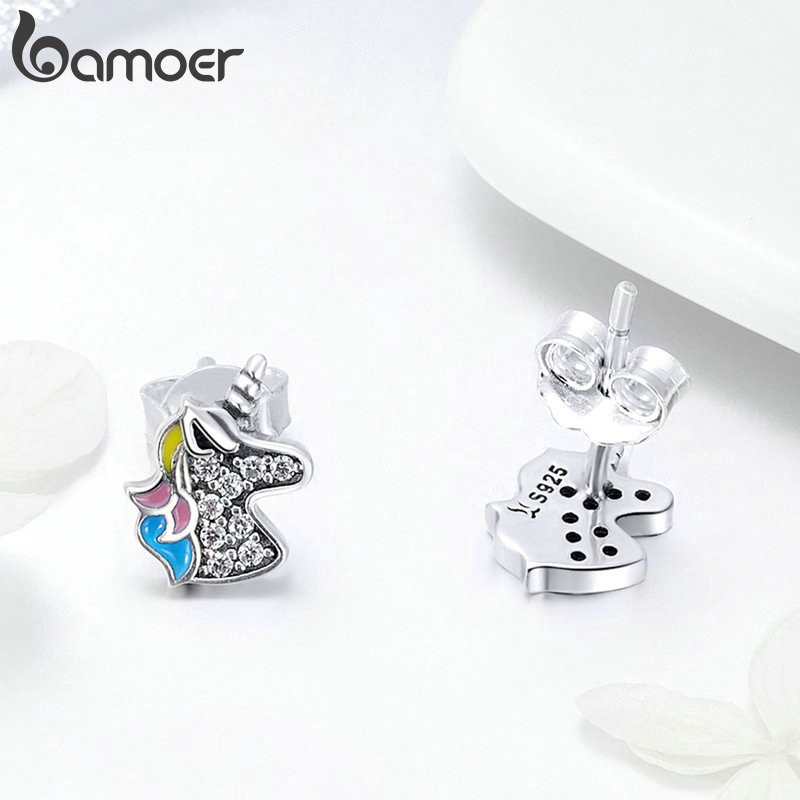 Khuyên tai Bamoer bằng bạc hình kỳ lân thời trang xinh xắn