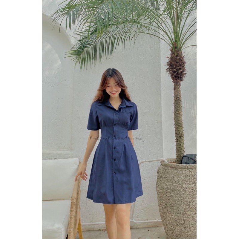 ĐẦM CỔ SƠ MI XẾP LY EO | BigBuy360 - bigbuy360.vn