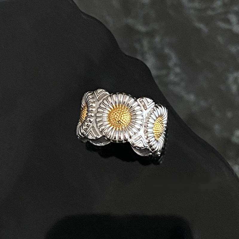 Nhẫn Hở Họa Tiết Hoa Cúc Thời Trang Đường Phố Cá Tính Cho Nam Và Nữ