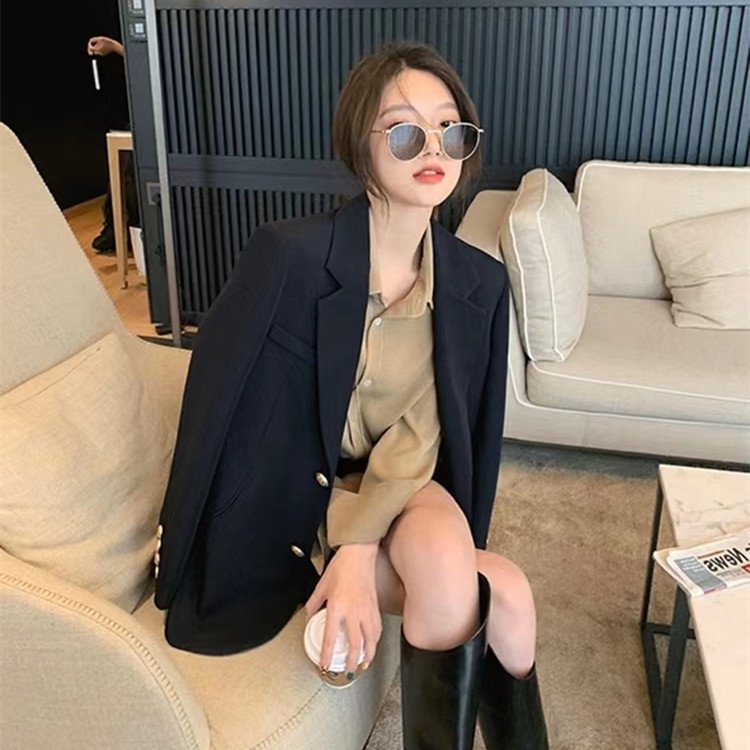 Áo Blazer nữ khuy kim loại phong cách Hàn Quốc