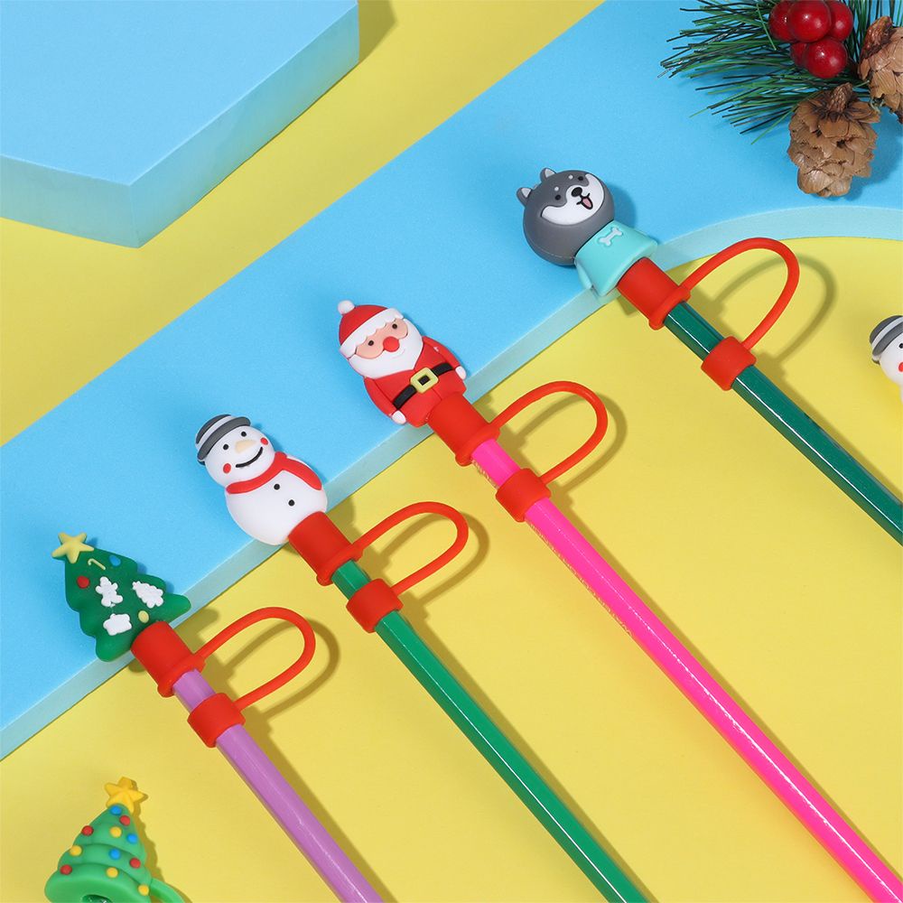 Nắp Đậy Ống Hút Bằng Silicone Hình Người Tuyết Dễ Thương