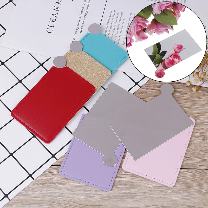 Gương Trang Điểm Bằng Thép Không Gỉ Phối Da PU Chống Vỡ Tiện Dụng