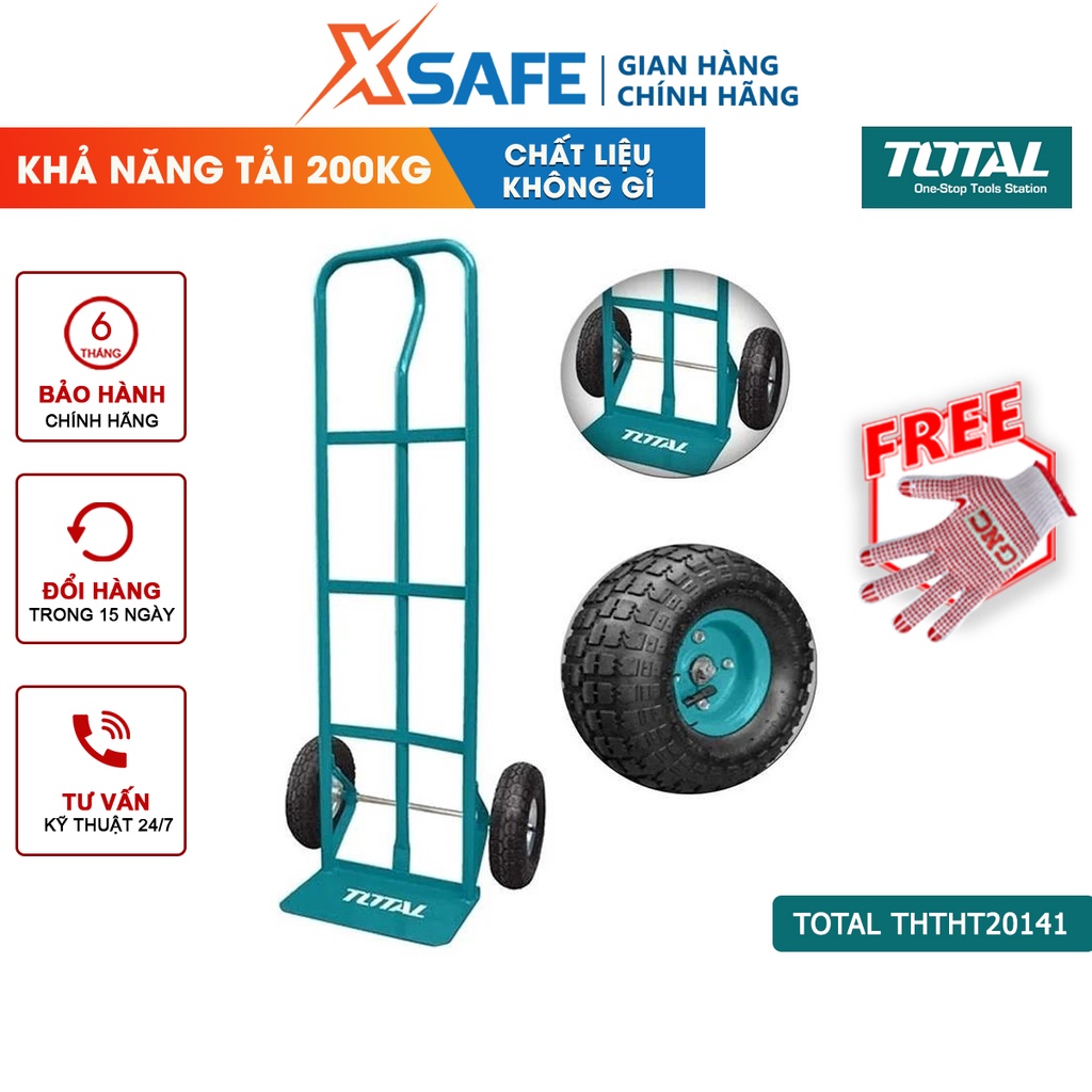 Xe đẩy hàng TOTAL THTHT20141 Xe kéo hàng khả năng tải 200kg, bánh xe khí nén, độ dày tấm thép 3.5mm - [XSAFE]