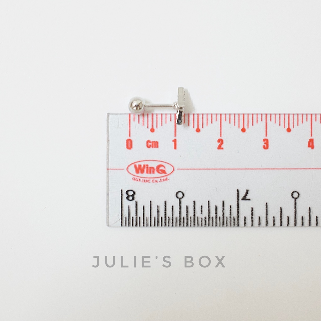 [1 Chiếc] Khuyên Tai Titan Tia Chớp Đính Đá Unisex Màu Bạc Đuôi Bi Không Gỉ Sét Không Ngứa Bông Tai Nam Julies Box 66