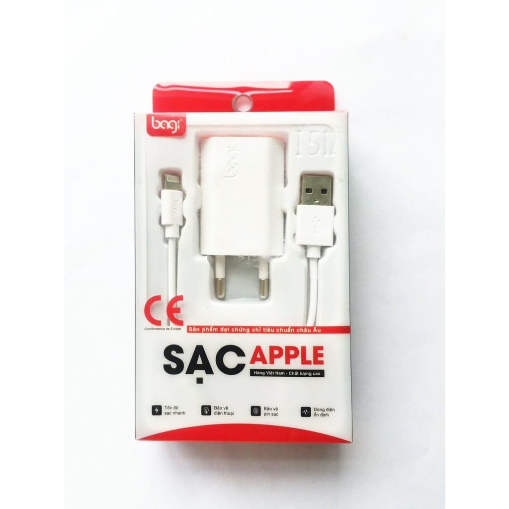 2 combo Củ Sạc + Cáp Sạc Lightning Bagi CE-I51Z Cho iPhone