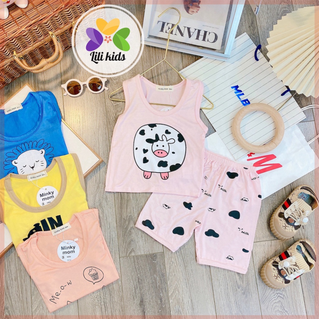 Bộ ba lỗ cho bé trai và bé gái chất thun lạnh mềm mịm họa tiết ngộ nghĩnh LILIKIDS BBL02