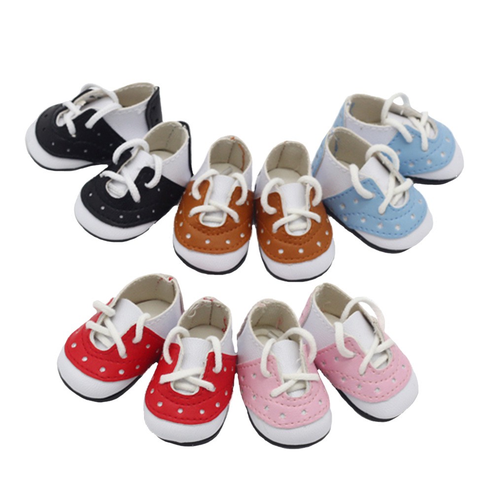 Giày phong cách cổ điển vải da dài 5cm cho búp bê bông kích thước 20cm