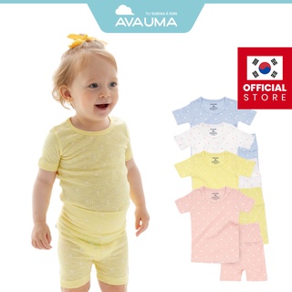 Bộ đồ ngủ AVAUMA bằng cotton áo tay ngắn quần ngắn in họa tiết Maple cho bé trai bé gái 6 tháng-4 tuổi