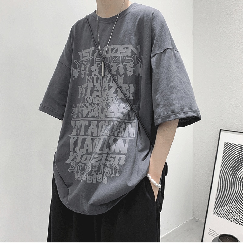 Áo Thun Tay Ngắn Dáng Rộng In Chữ Phong Cách Hip Hop Nhật Bản Thời Trang Mùa Hè Cho Nam Và Nữ size M-8XL