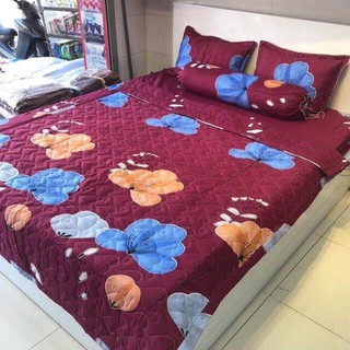 Bộ ga nệm 1m6/1m8 mận đỏ 💖 1 ga giường 2 áo gối 45 x 65 cm - LINHALMONDS