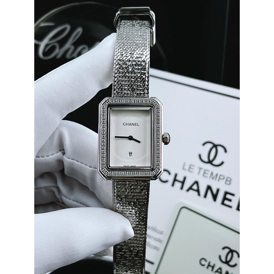 Đồng hồ nữ Chanel Boy - Friend Tweed 26x32mm máy Thụy Sĩ Swissmade, Full đá cao cấp