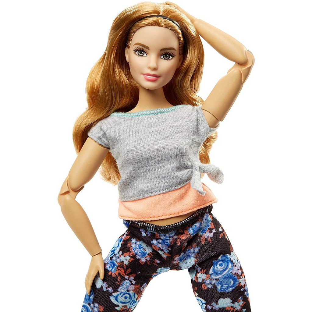 Barbie Made to Move Dolls with 22 Joints and Yoga Clothes, Floral, Pleach FTG84 Búp Bê barbie 22 Khớp Nối Quần Áo Tập yoga Hoa Xếp Nếp ftg84