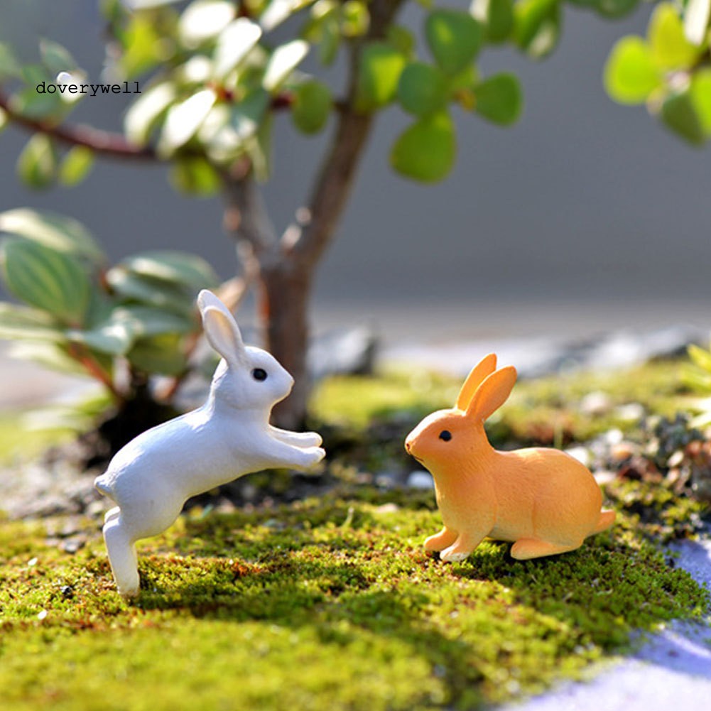 2 Mô Hình Thỏ Mini Cho Trang Trí Tiểu Cảnh