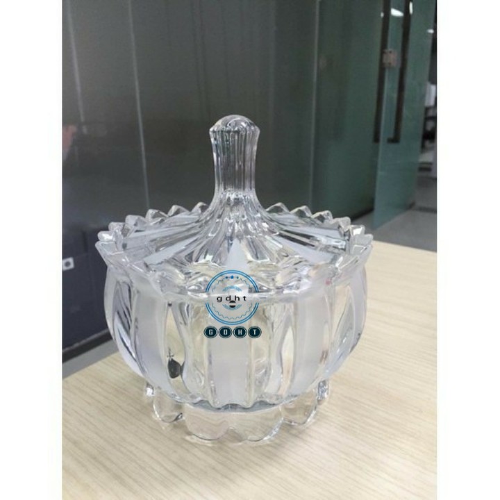 Âu mứt thủy tinh hoa văn chấm bi trắng