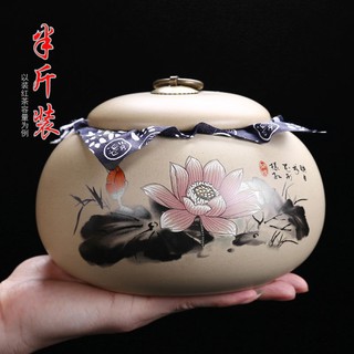 Hộp Đựng Trà Bằng Gốm Sứ Màu Đen Cỡ Lớn