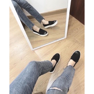 ] Giày slip on Phối mũi da