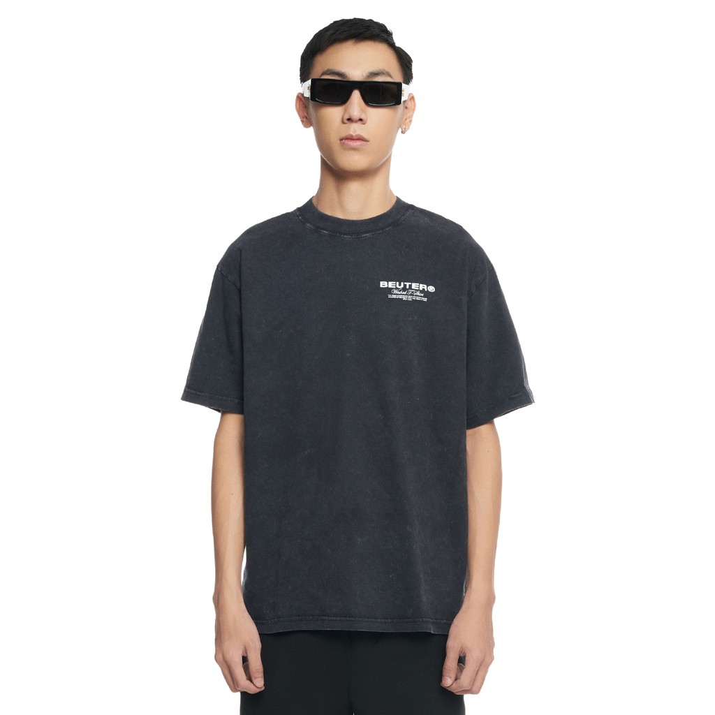 Áo thun nam ngắn tay Beuter Basic Logo Black Washed T-Shirt