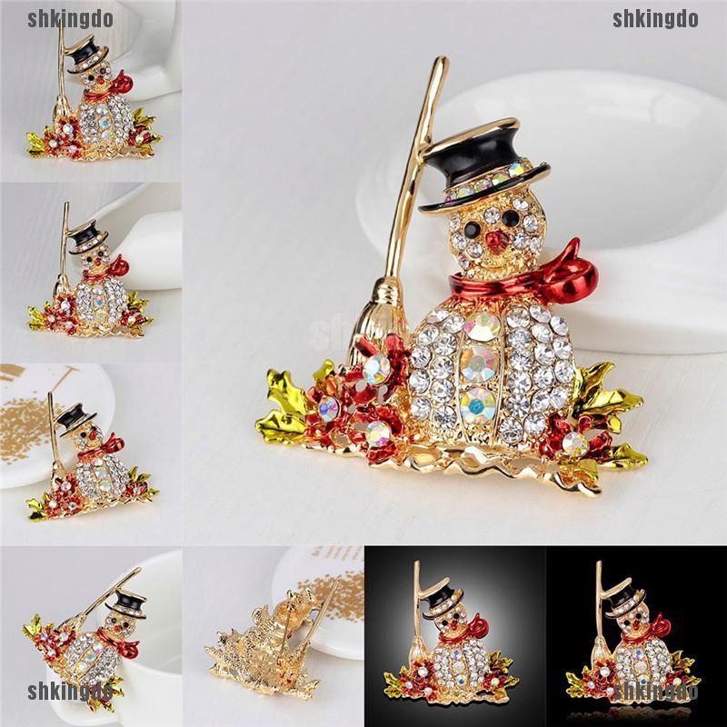 Huy hiệu cài áo hình người tuyết Giáng sinh đính đá thời trang