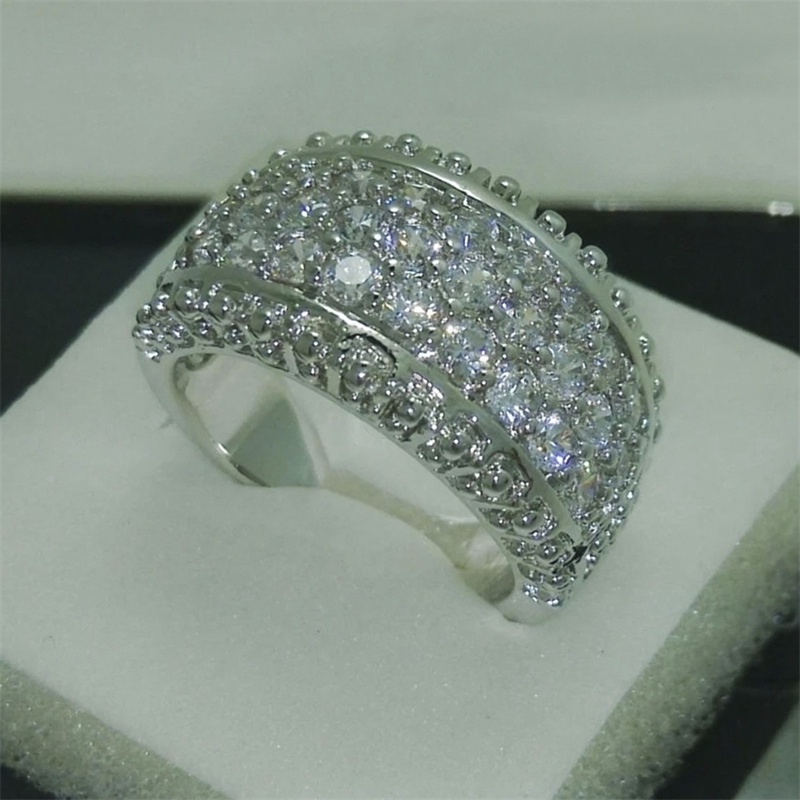 Nhẫn cưới đính đá zircon phong cách sang trọng thời trang cho nữ